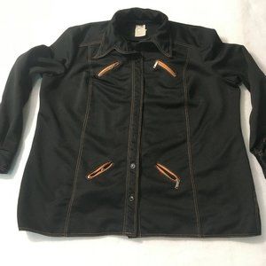 #A Men's London Lass Button Up Shirt Black Long Sleeve Jacket Solid Black Collar